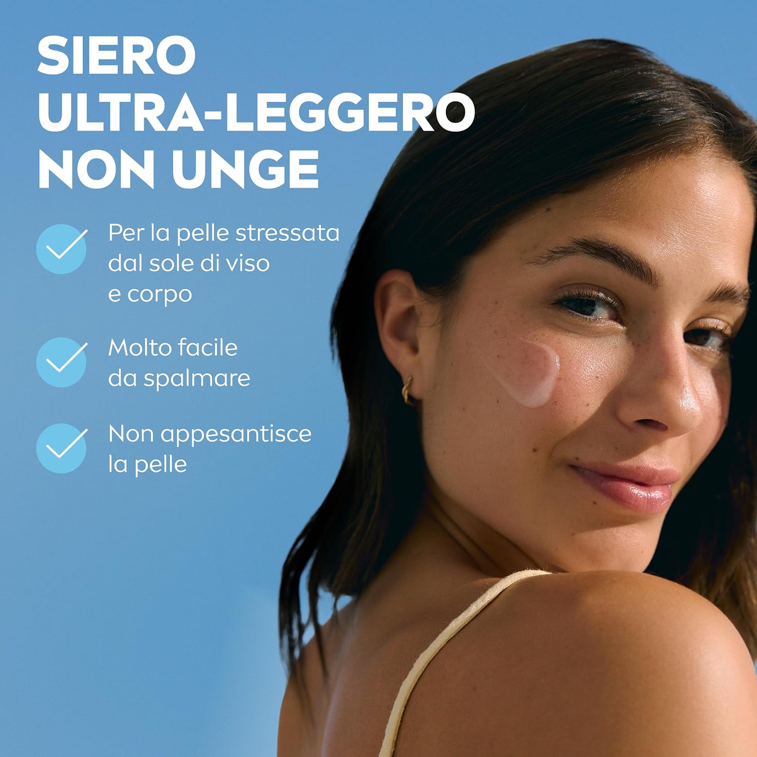 Detalle de NIVEA SUN Siero Doposole 100 ml (viso e corpo) senza profumo, con Aloe Vera Bio, Vitamina E e Acido Ialuronico