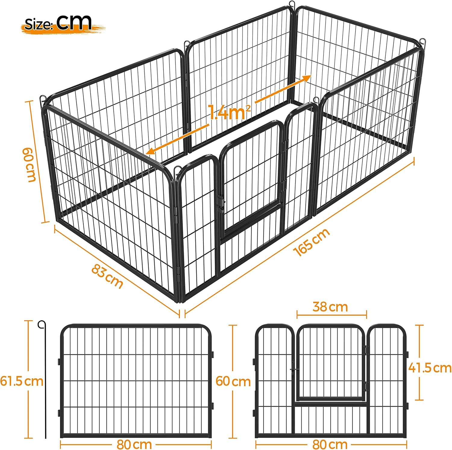 Detalle de Yaheetech Welpenlaufstall mit 6 Welpengittern (je 80 x 60 cm) – faltbar für Innen & Außen