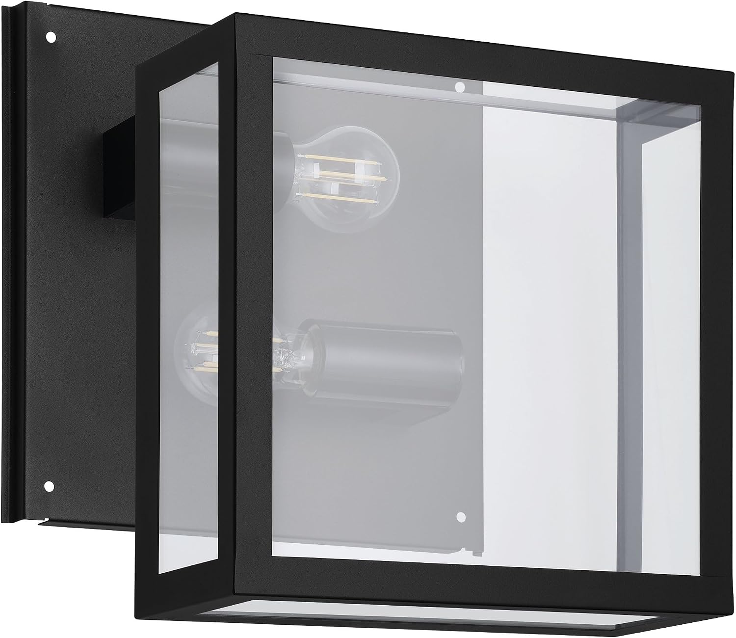 Detalle de Eglo ALAMONTE 1, 2 lampes – Plafonnier extérieur noir en acier galvanisé, verre transparent (IP44), culot E27