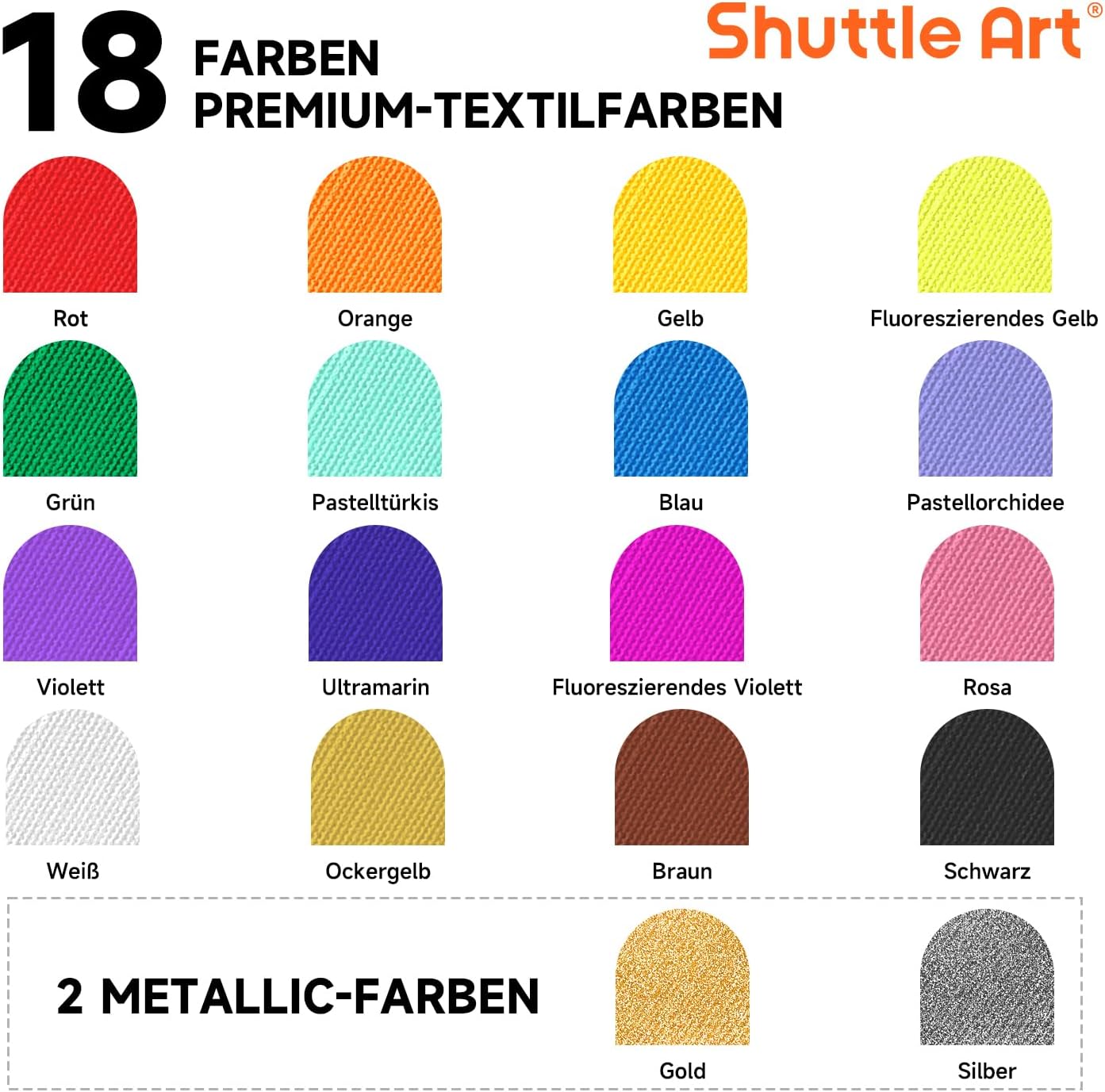 Thumbnail 1 de Shuttle Art Textilfarben 18 Farben Set 🎨