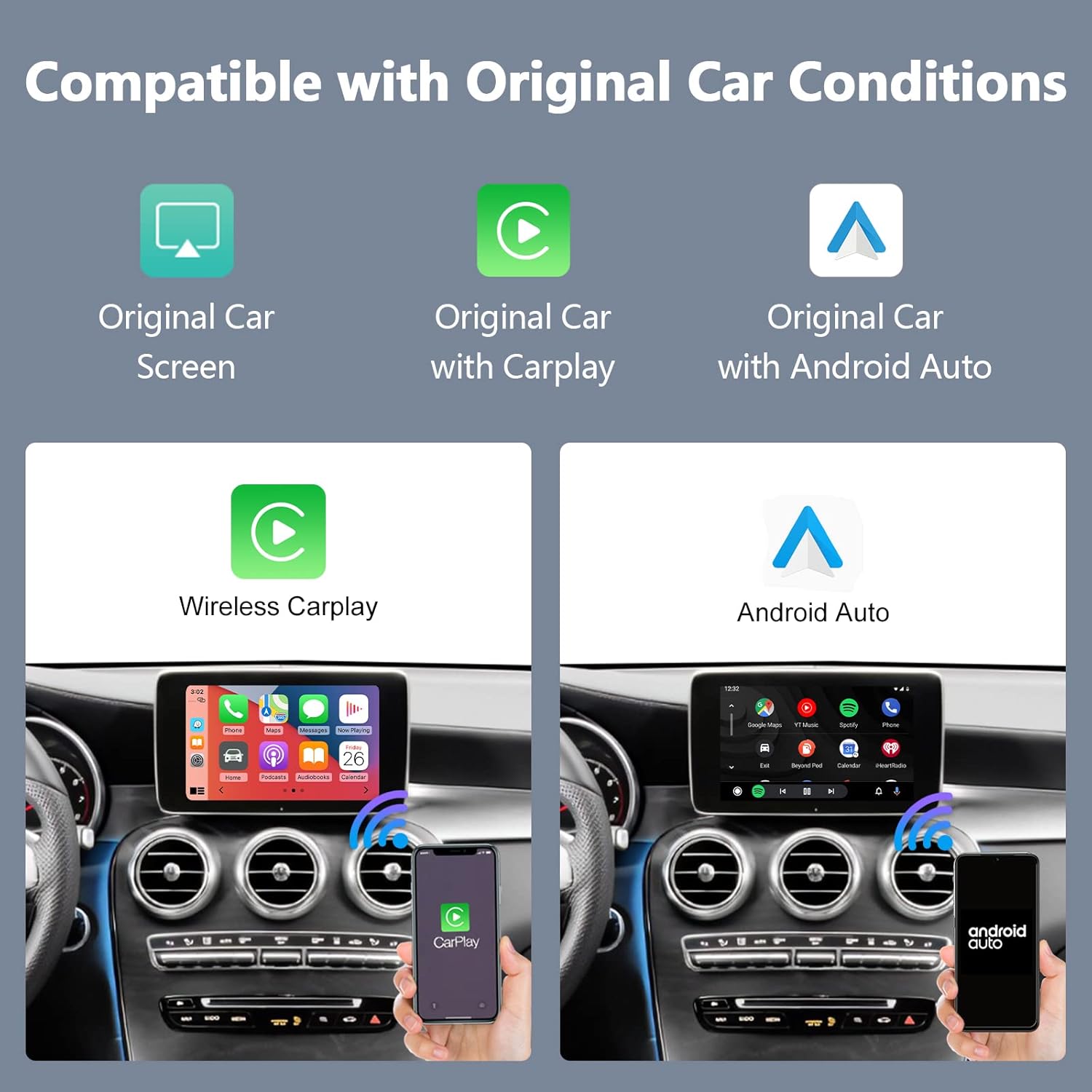 Thumbnail 2 de Road Top CarPlay sans fil pour Mercedes Benz NTG5.0/5.1/5.2 (W205/ X253) – Interface + commande d’origine, Android Auto, MirrorLink
