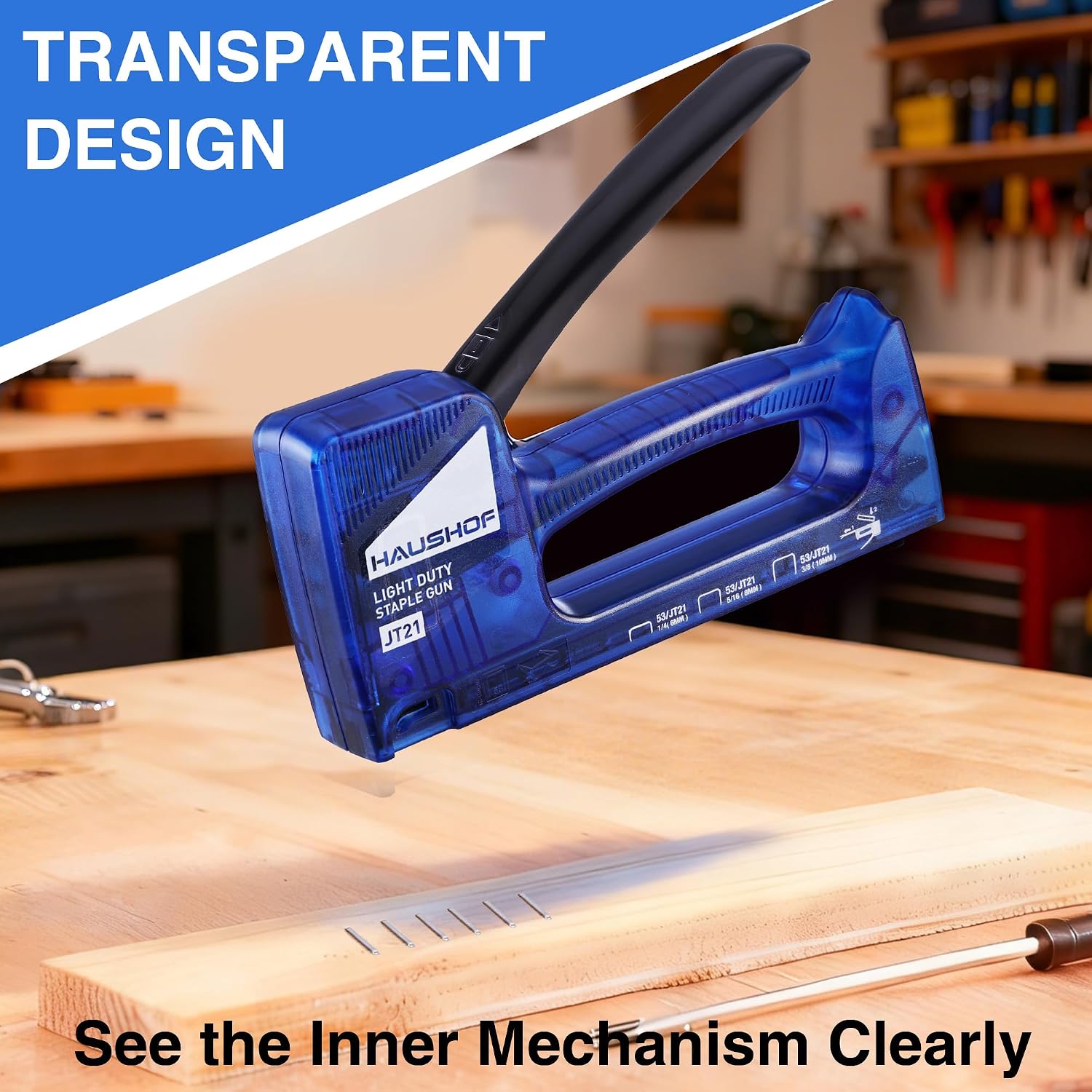 Thumbnail 4 de HAUSHOF Transparent Staple Gun Tacker Kit — Light Duty for Wood, Fabric & Decoration