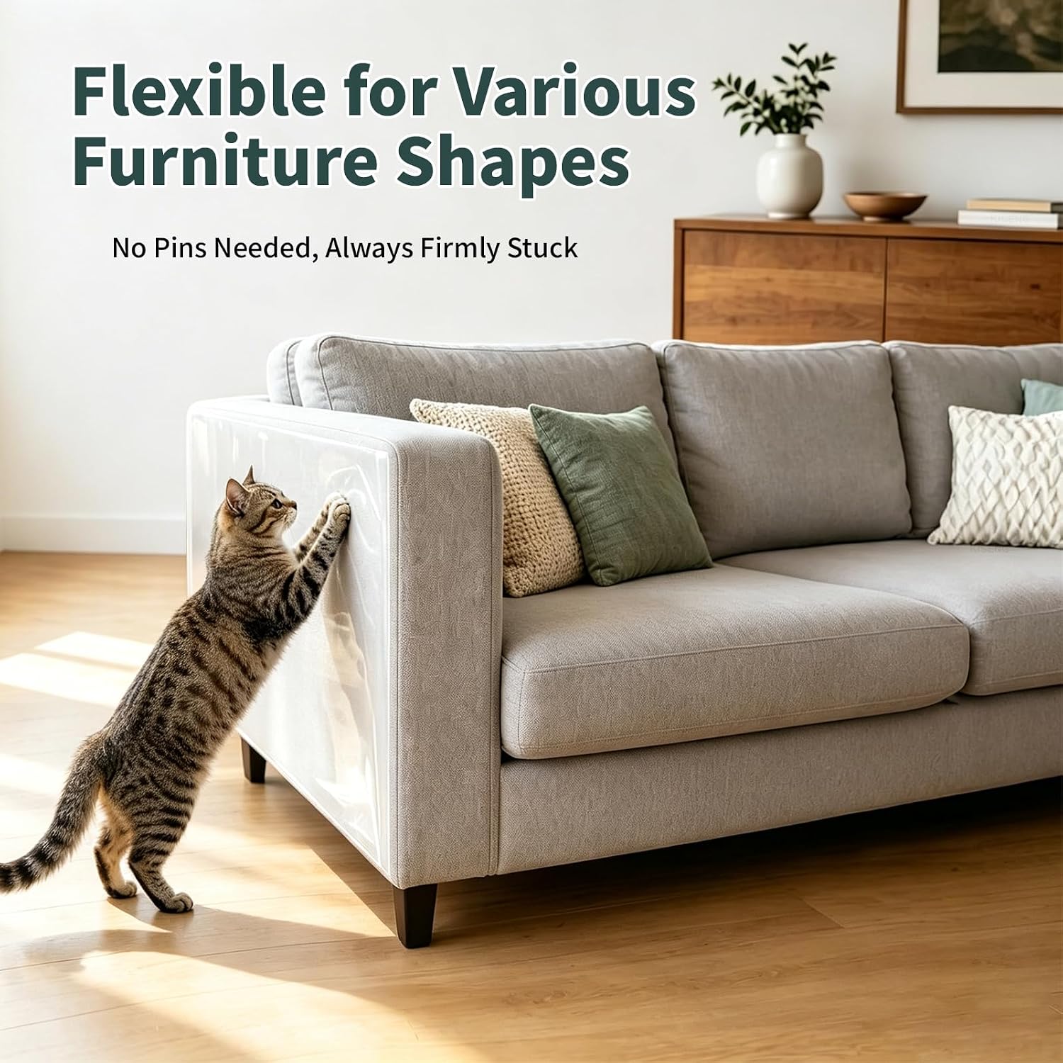 Detalle de KISENG 31.5 Cat Scratch Furniture Protector, Clear PVC Roll, 160" x 12.4