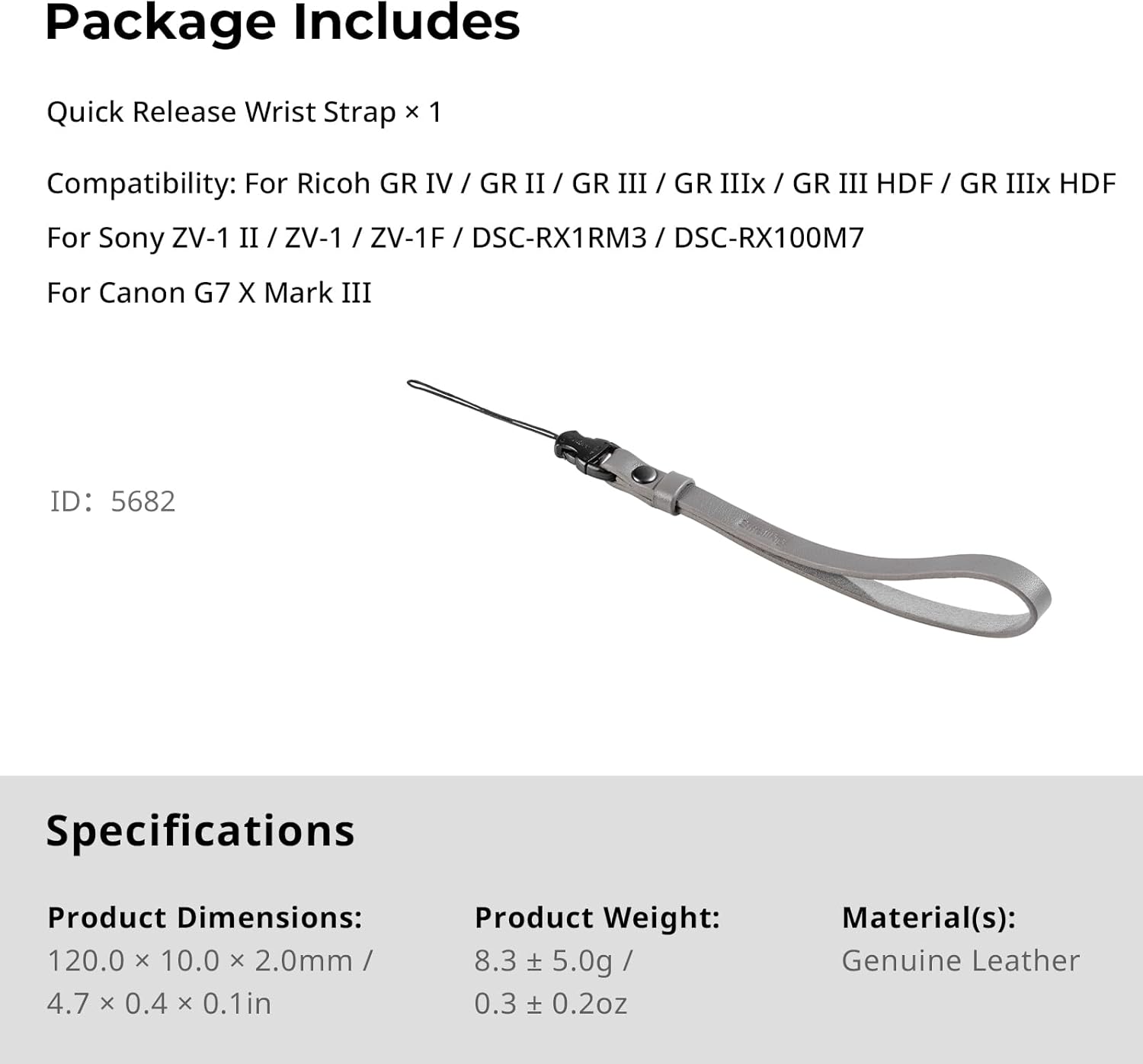 Thumbnail 6 de SmallRig QR Wrist Strap Schnellwechsel-Handgelenkriemen 5682 für Ricoh GR, Sony ZV & Canon G7 X Mark III