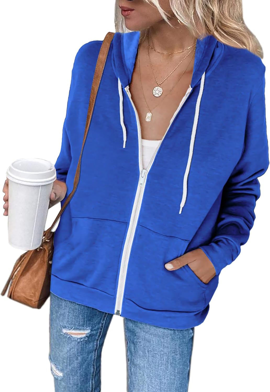 Thumbnail 5 de Damen Sweatjacke mit Kapuze & Reißverschluss (Baumwolle/Polyester) – Jhsnjnr Kapuzenpullover Hoodie