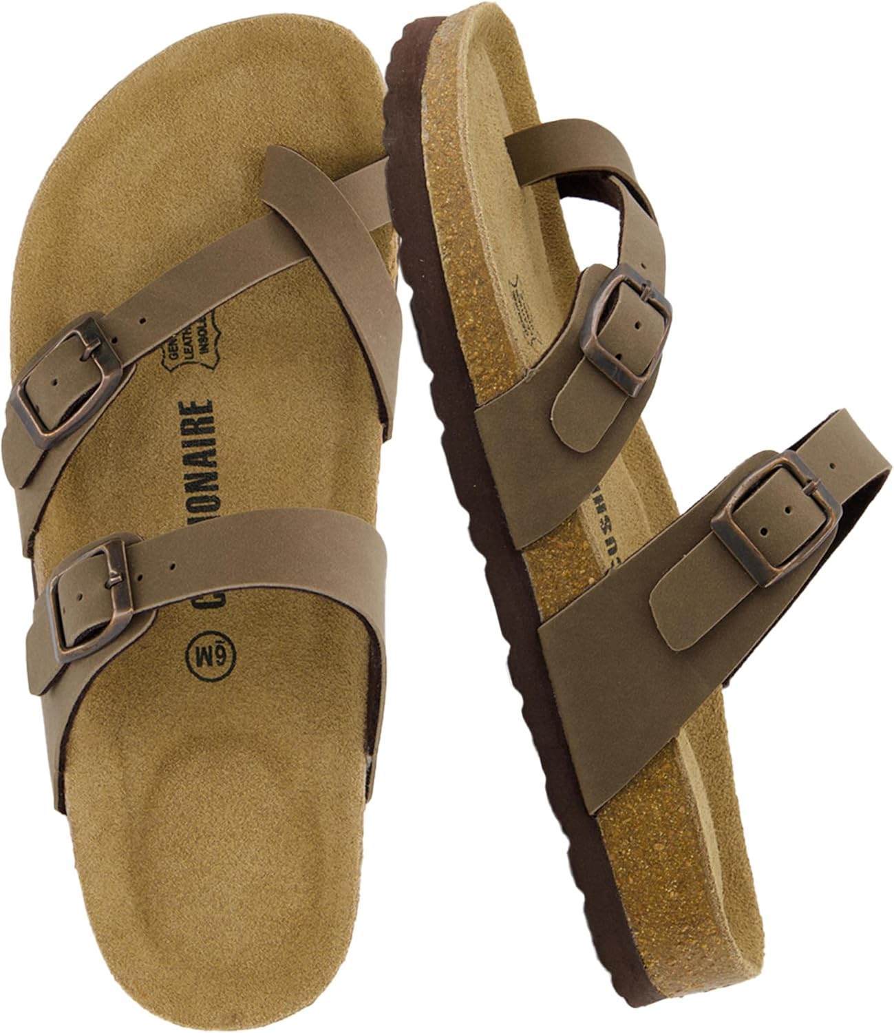 Detalle de CUSHIONAIRE Luna Cork Footbed Sandals for Women with Adjustable Straps (Wide Width Available)