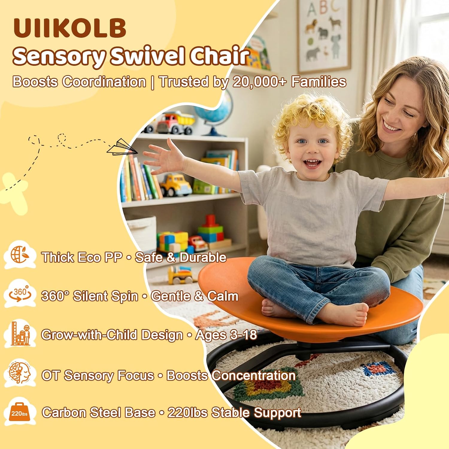 Detalle 2 de UIIKOLB Sensory Spinning Chair, 220 lb Capacity