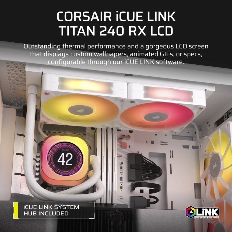 Thumbnail 3 de Corsair iCUE LINK TITAN 240 RX Kit 240 mm Blanco