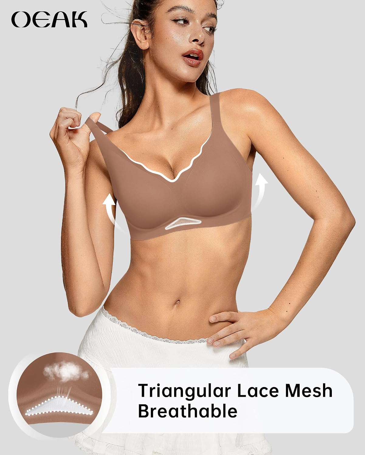 Thumbnail 3 de OEAK Womens Wireless Scalloped Push-Up Bra 🩲