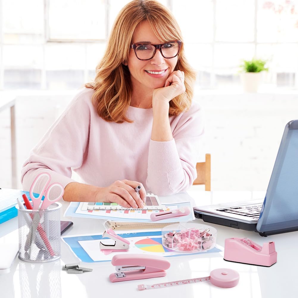 Thumbnail 6 de OFFCUP roze bureauaccessoireset met nietjes, plaknotities en meetlint
