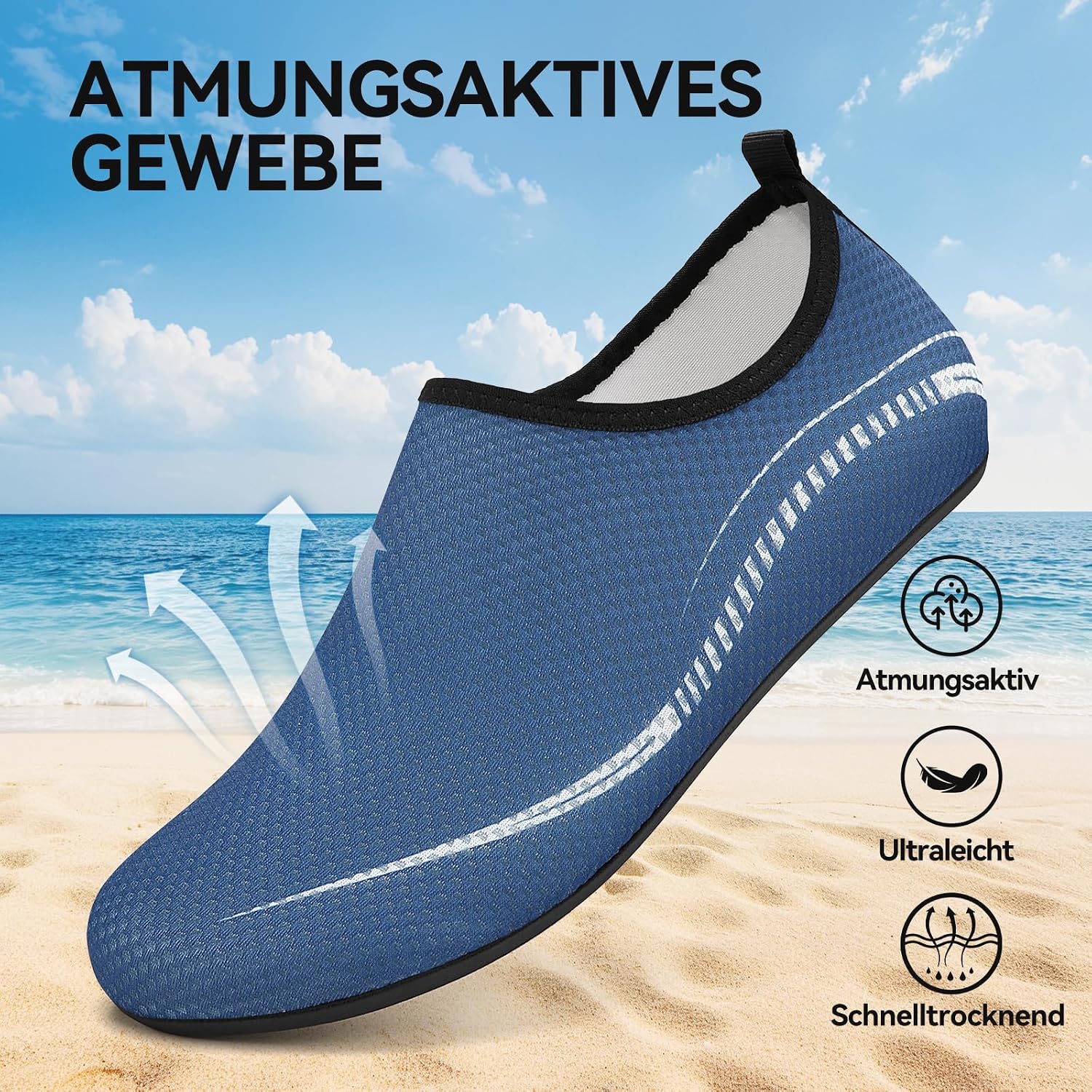 Detalle de BARFULKER Badeschuhe Wasserschuhe Unisex – Schnelltrocknend, rutschfeste Sohle, ideal für Strand, Pool und Wassersport
