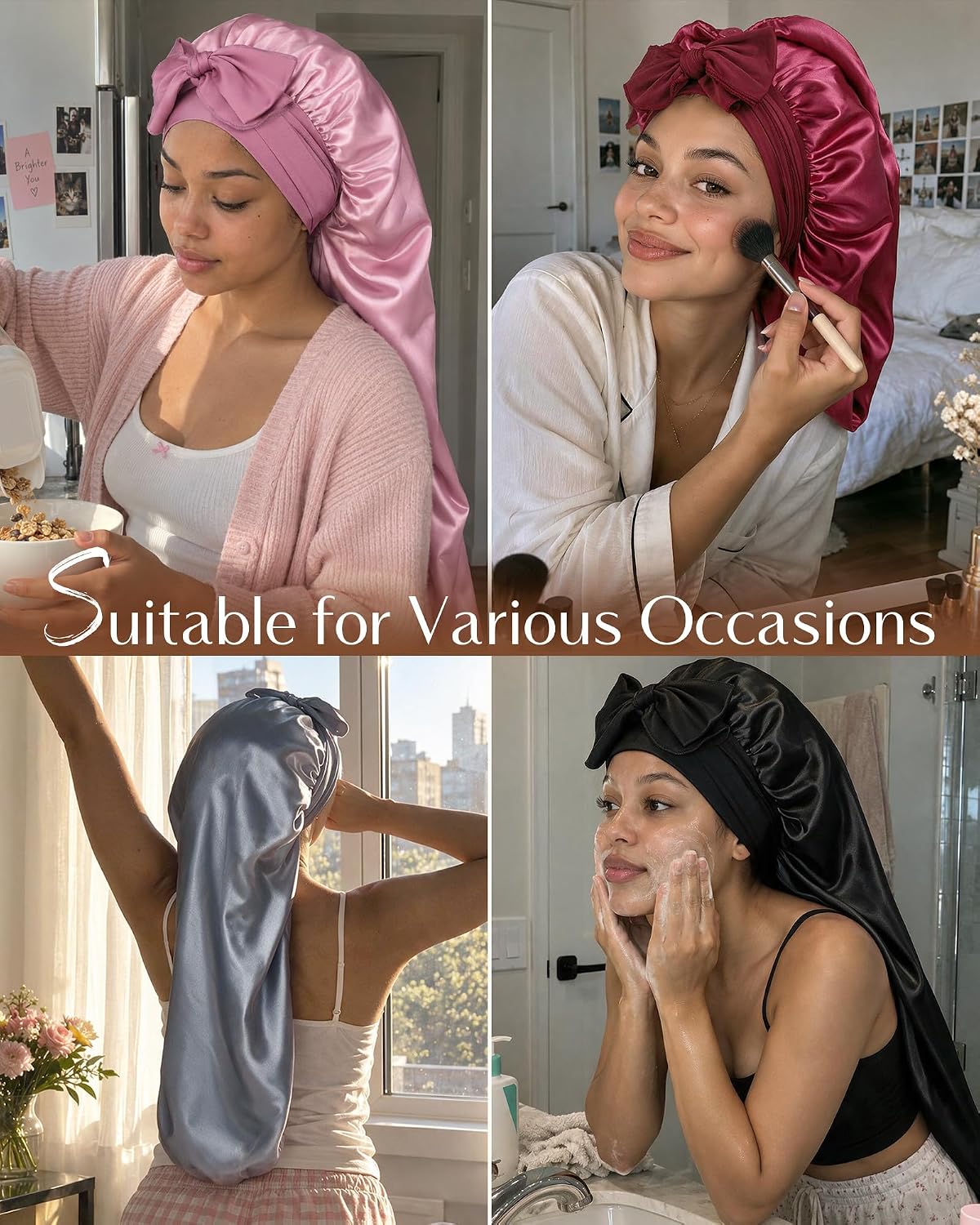 Thumbnail 5 de YANIBEST Double Layer Extra Long Satin Bonnet with Adjustable Tie Band
