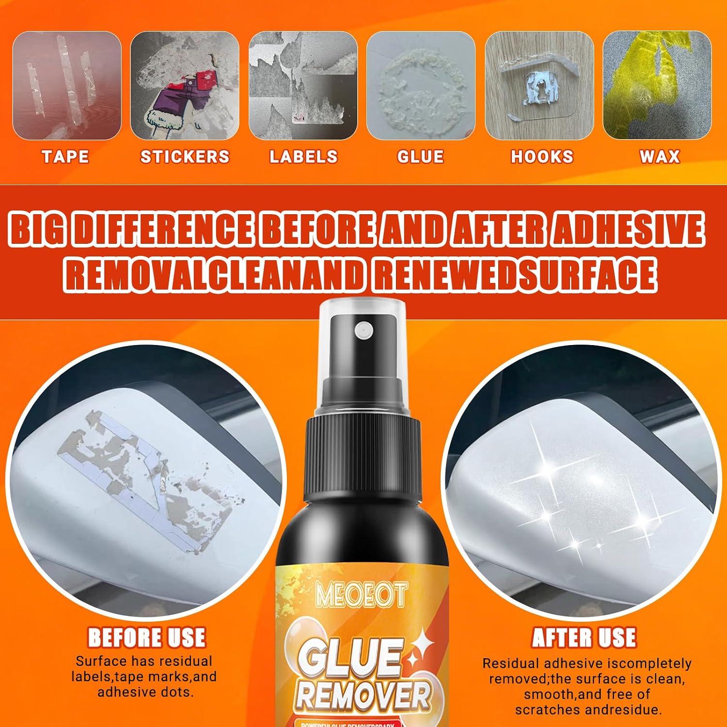 Detalle de Meoeot H003 lijmverwijderaar met schraper, 100 ml