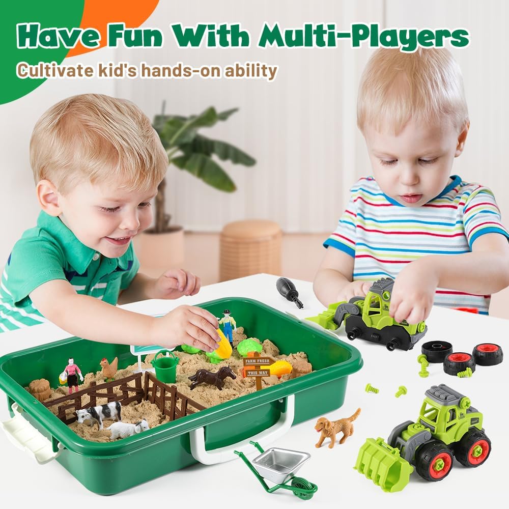 Thumbnail 5 de FRUSE Bauernhof-Sandspielset mit 1 kg Magic Toy Sand, Traktoren & Bauernhof-Zubehör für Kinder ab 3 Jahren