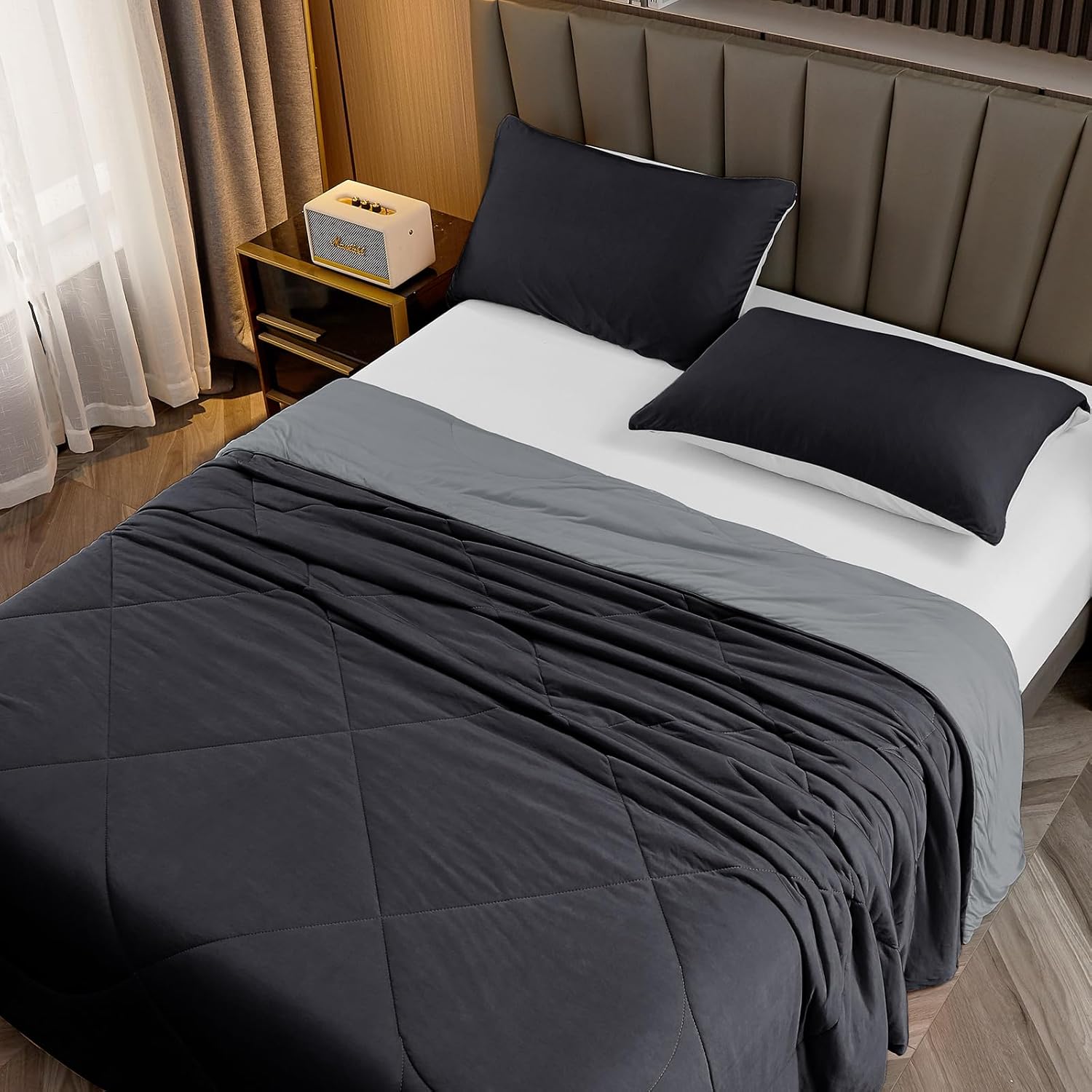 Thumbnail 5 de HOMFINE Couverture rafraîchissante d’été adulte 200 x 220 cm (Q-Max > 0,4) – noir