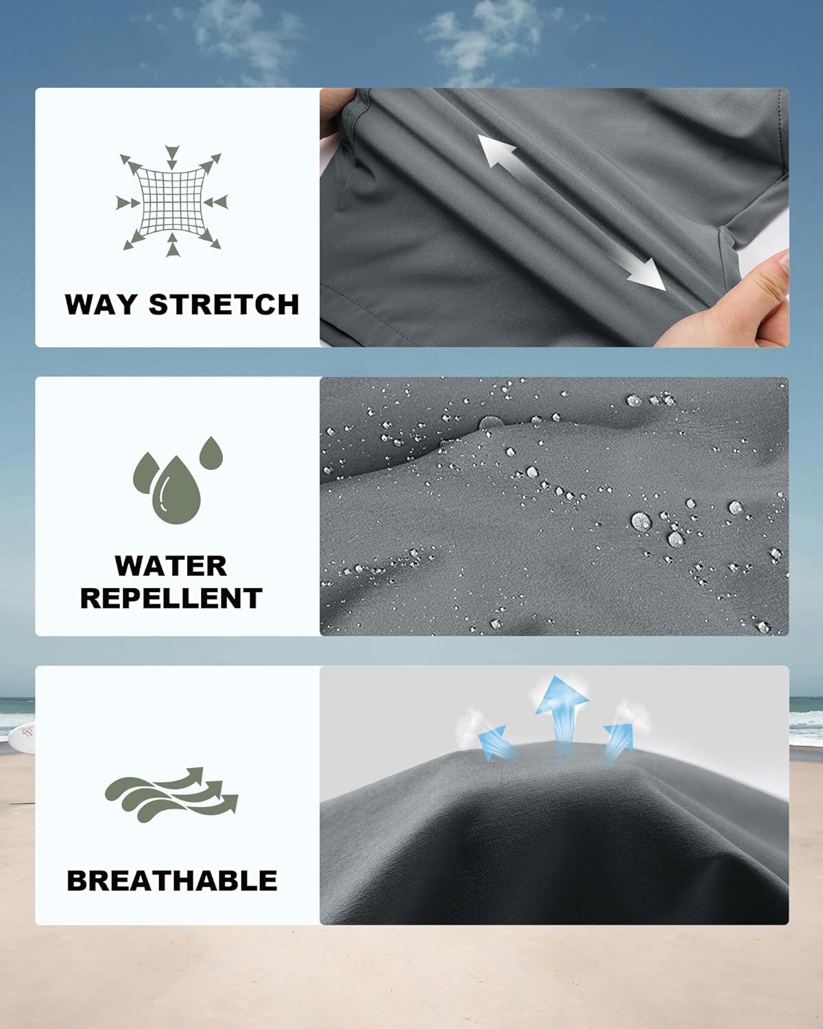 Thumbnail 2 de 33,000ft Men's Golf Shorts Dry Fit, 11" Lightweight Quick Dry Bermuda Shorts