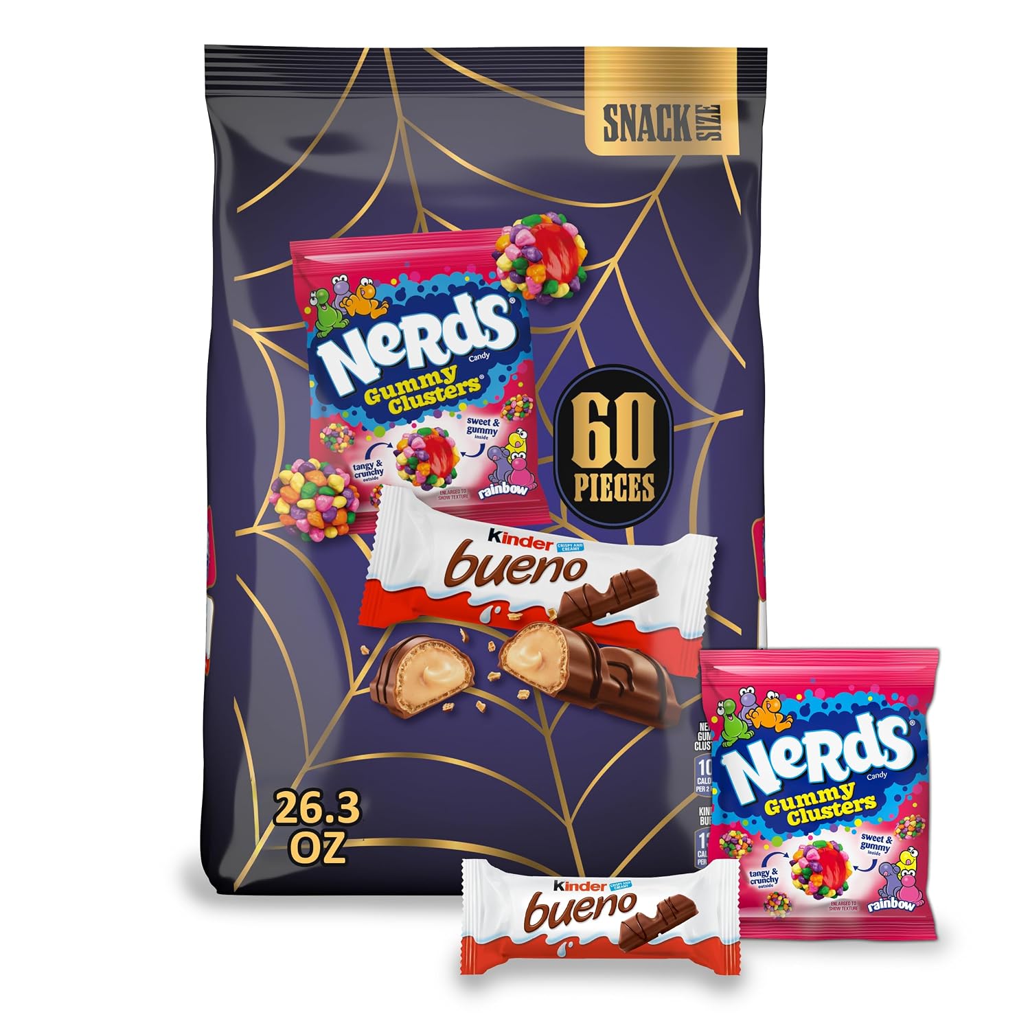 Detalle de Kinder Bueno & NERDS Gummy Clusters Halloween Variety Pack, 60 Pieces
