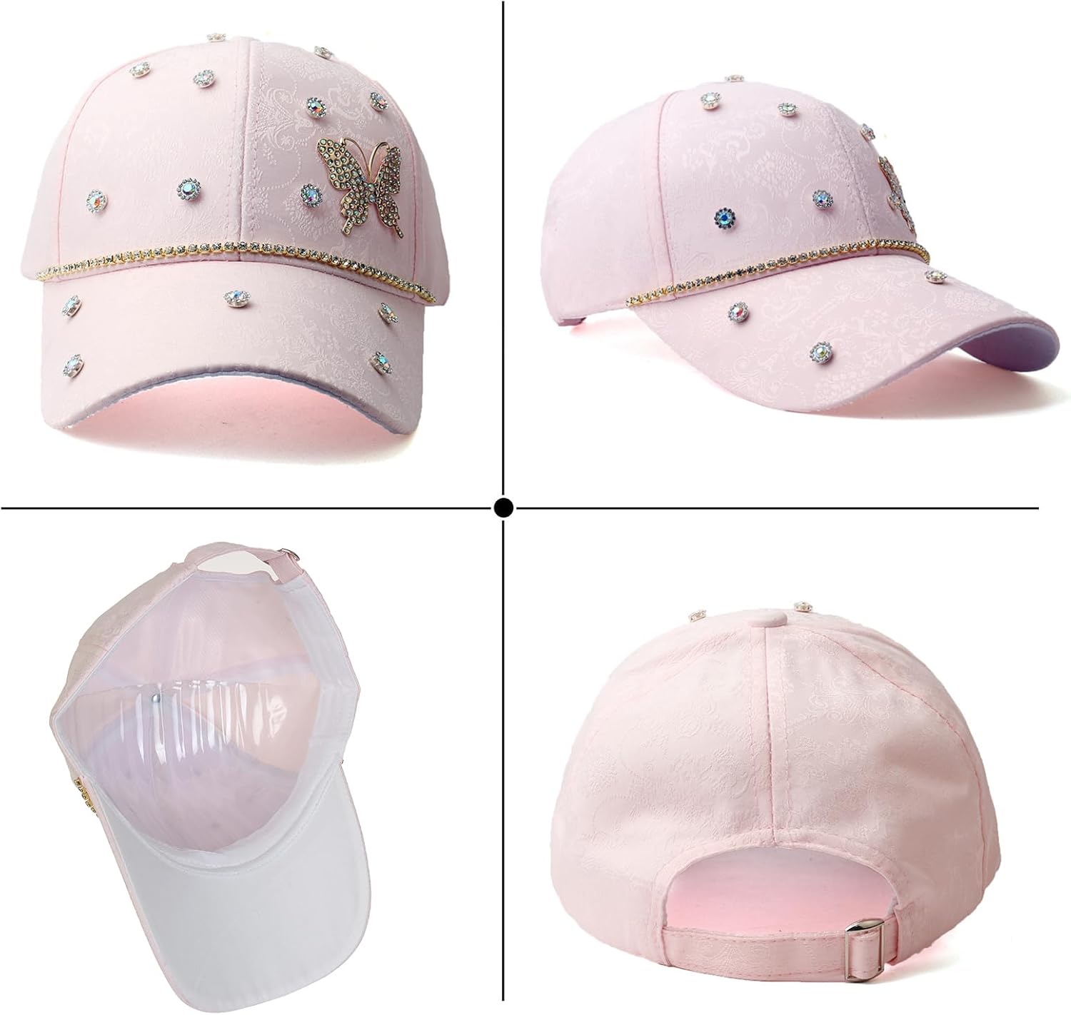 Thumbnail 4 de NiceYnn Women Print Flower Rhinestone Butterfly Baseball Hat – Adjustable Sun Cap
