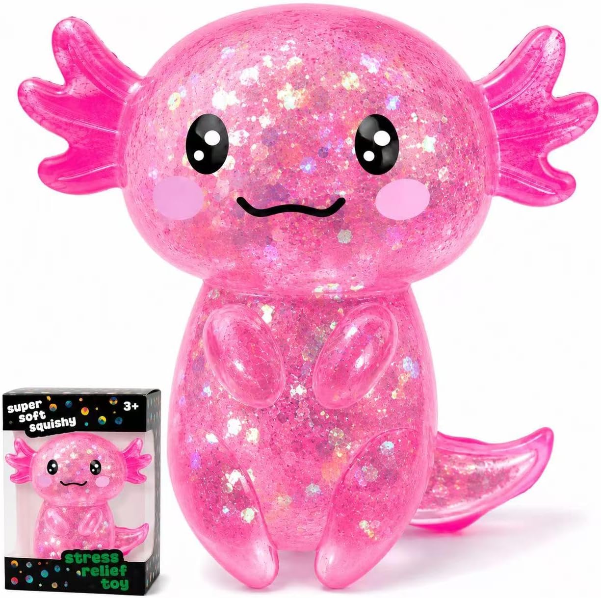 Detalle de Axolotl Squishy Stress Relief Toy — Glittery Fidget Squishies for Kids and Adults