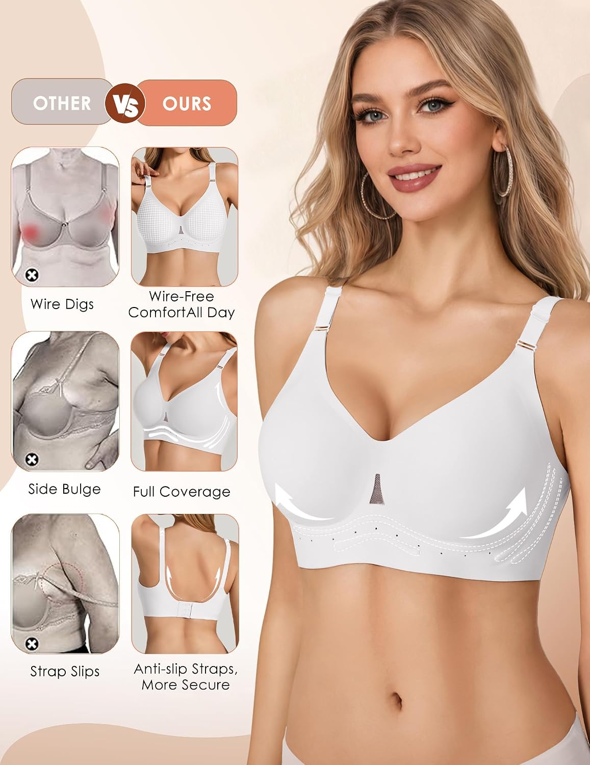 Detalle 1 de Showyoo Jelly Bras Wireless Bralette, Seamless Full Coverage and Padded