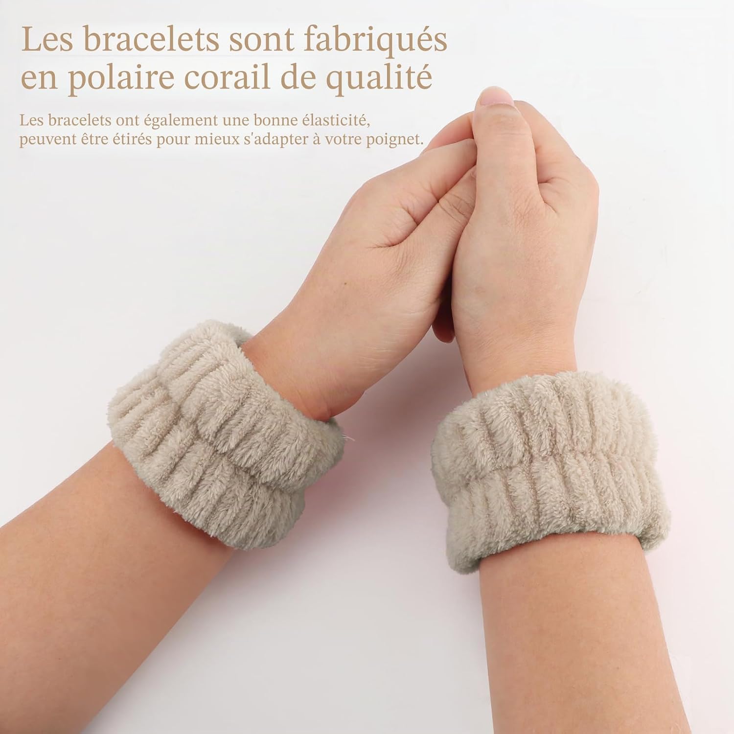 Detalle de DRESHOW Bandeau Spa pour le Lavage du Visage et Bracelets Éponge Doux – Ensemble confortable et absorbant