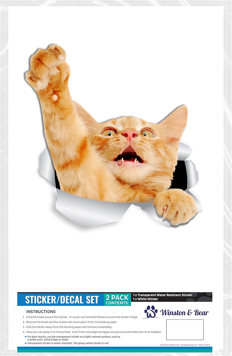 Thumbnail 5 de Ginger Cat Wall Decals - 2 Pack (Orange) by Winston & Bear Gifts