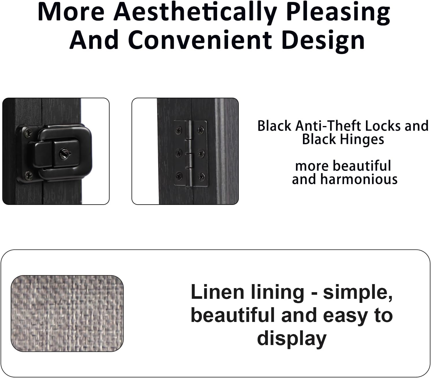 Detalle 2 de IHEIPYE Jersey Frame Display Case (Black, Lockable, Large) with UV-Protective Acrylic and Hangers