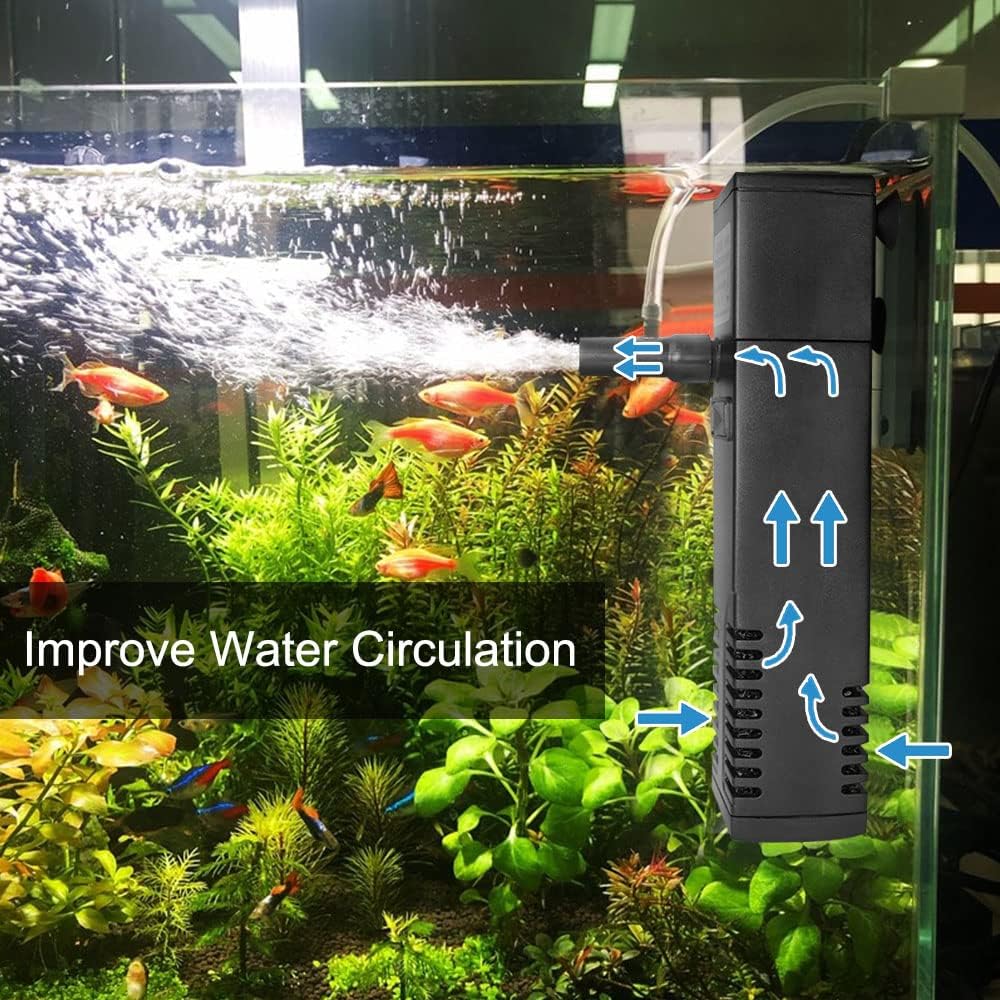 Detalle de flintronic Aquarium Filter 4W – Innenfilter mit einstellbarem Durchfluss, 300 L/H, 60 L Aquarium