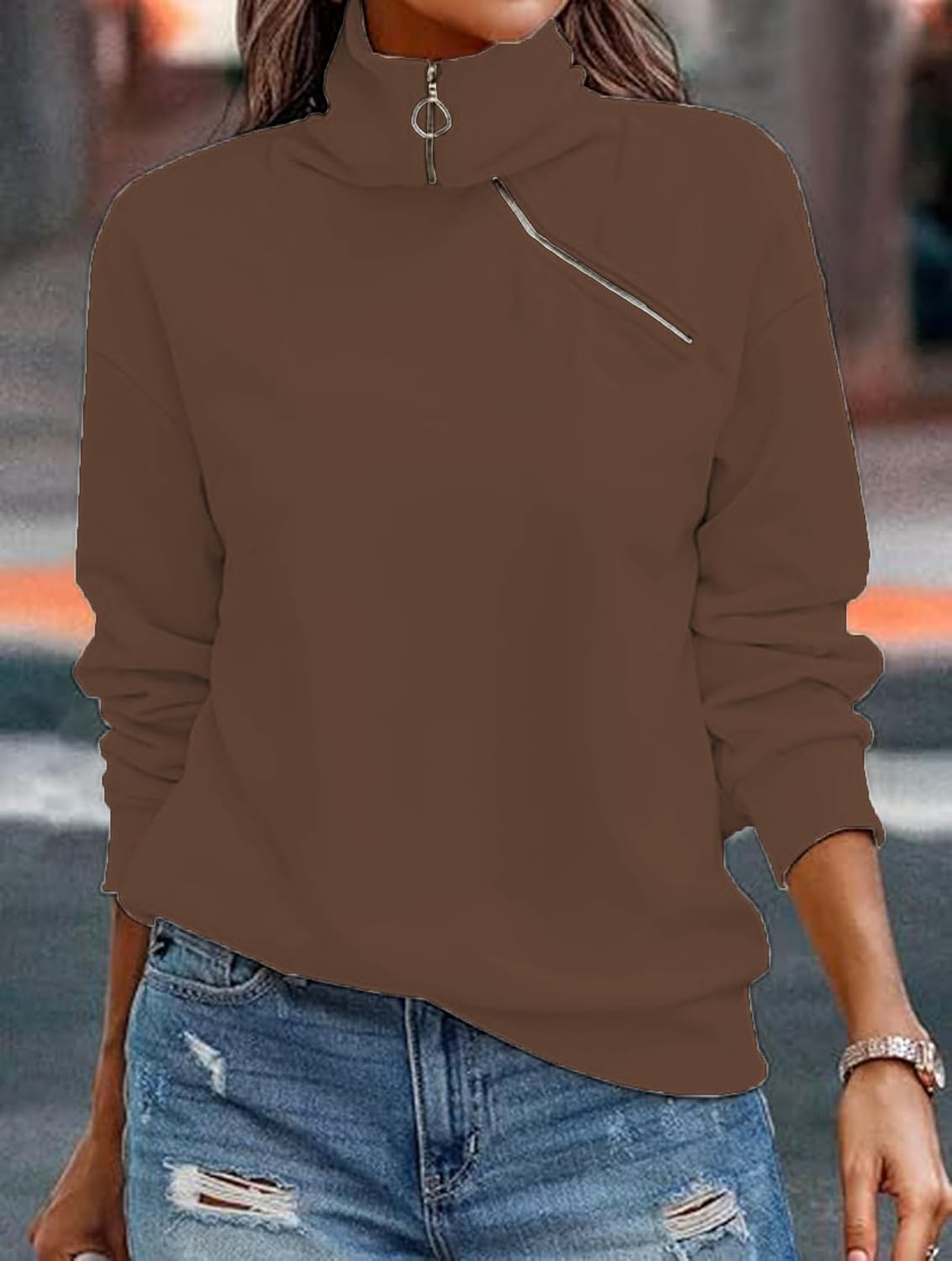 Detalle 2 de Cuptacc Pullover Damen Quarter Zip Sweatshirt