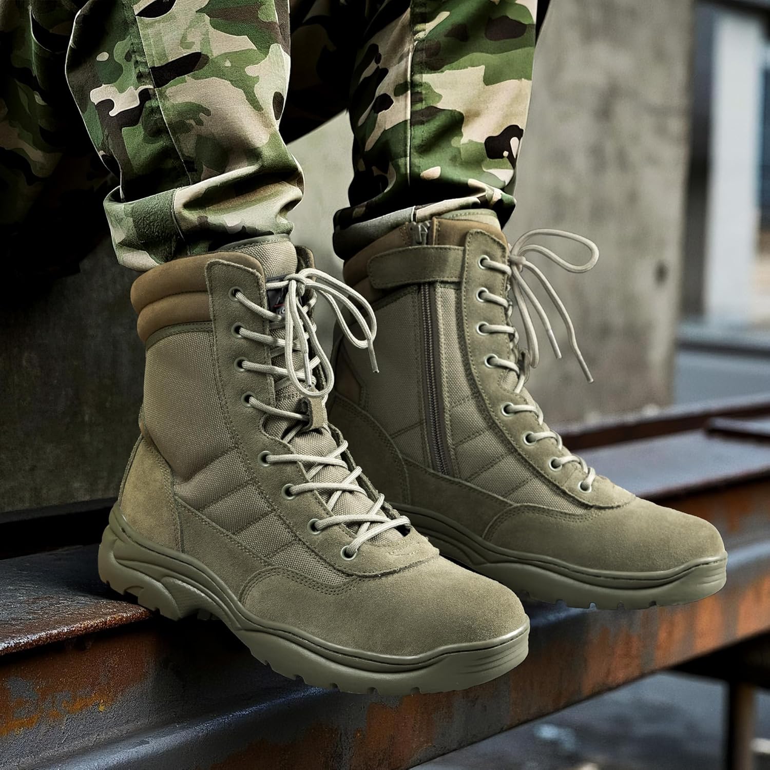 Thumbnail 1 de NORTIV 8 Men's Military Tactical Work Boots with Side Zipper