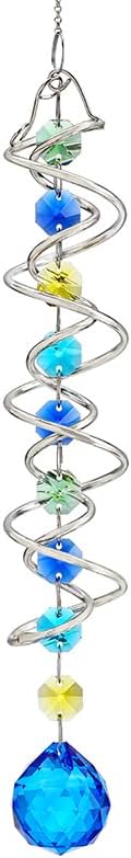 Detalle de H&D HYALINE & DORA 20.5-Inch Crystal Gazing Ball Spiral Wind Spinner Suncatcher