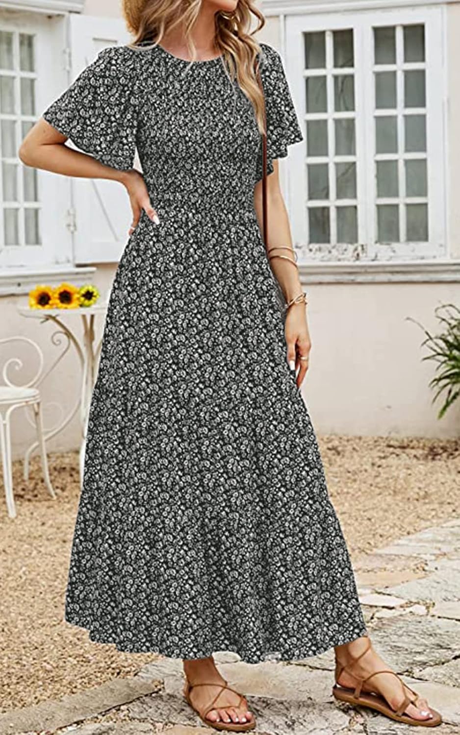 Thumbnail 6 de PRETTYGARDEN Women's 2026 Summer Flutter Sleeve Floral Maxi Dress