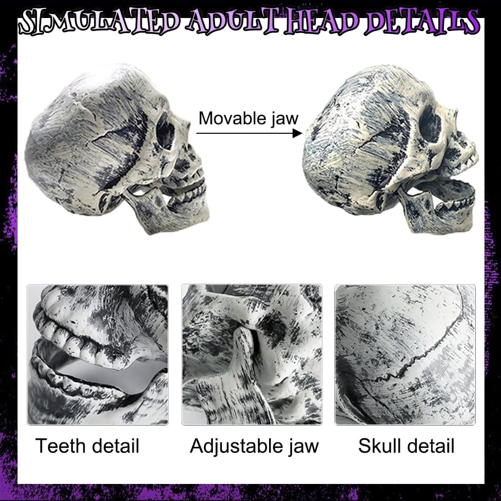 Detalle de Jkwiwe KLT-ZSQ Halloween Skeleton Stakes with 2 Crows, Adjustable Arms and Jaw