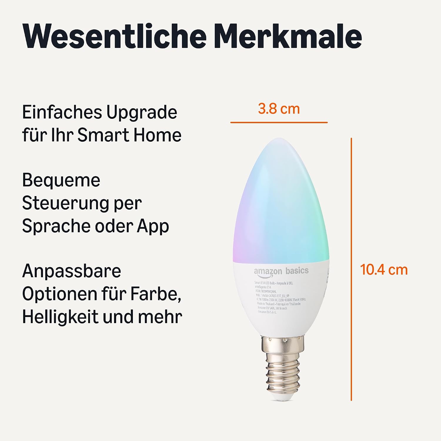 Detalle 2 de Amazon Basics Intelligentes E14 Leuchtmittel 4er