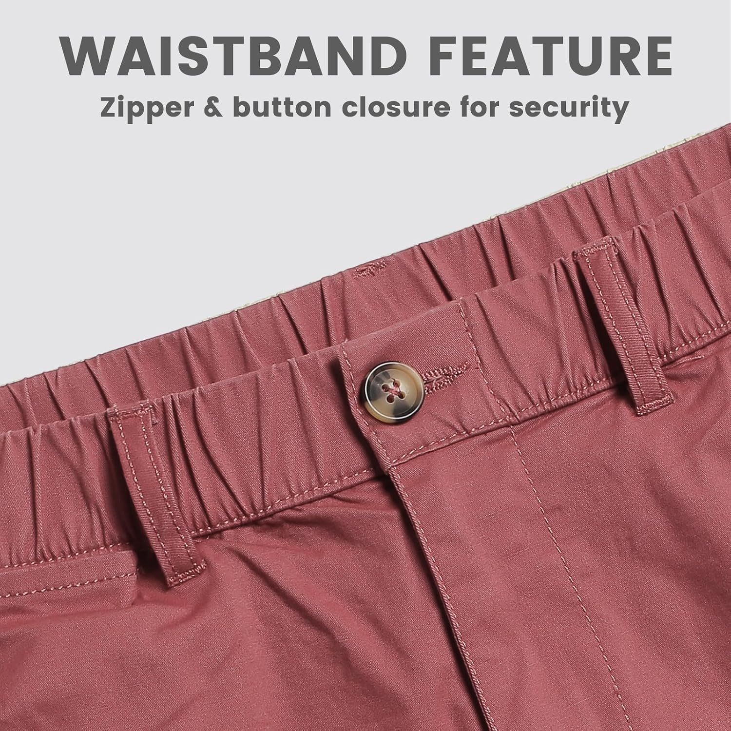 Detalle 2 de maamgic Men's Classic-fit 5.5" Cotton Casual Shorts with Elastic Waistband and 4 Pockets