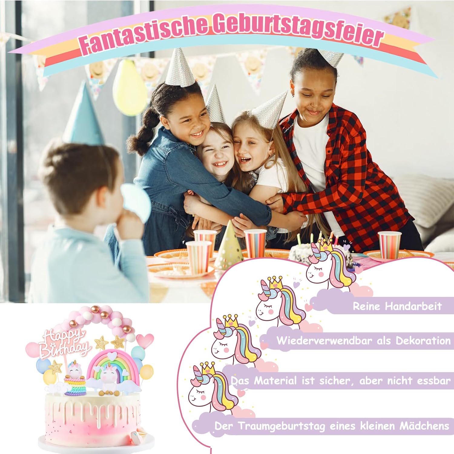 Thumbnail 4 de AOTWAN Einhorn Tortendeko 21 Teile Kuchen