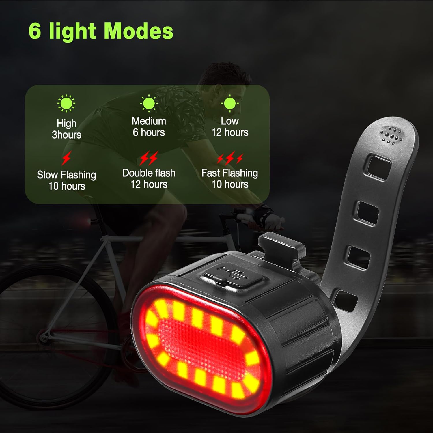 Thumbnail 4 de Oderra Luces Bicicleta LED Delantera y Trasera 10/12h