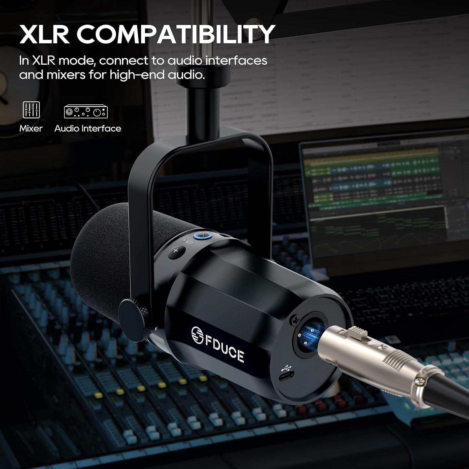 Detalle 1 de FDUCE SL40 Dynamic Podcast Microphone, USB/XLR, Headphone Monitoring