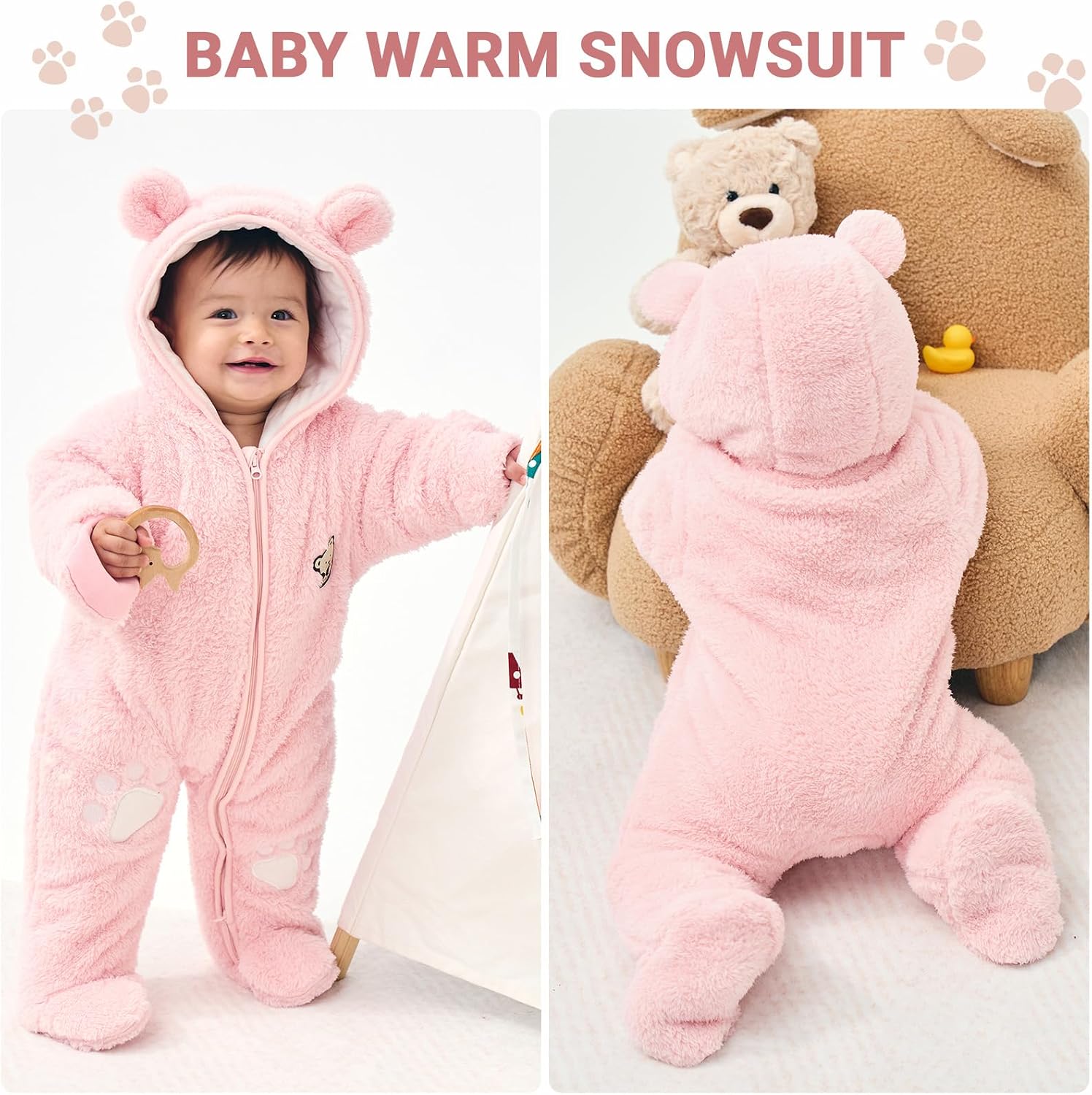 Detalle 2 de JiAmy Newborn Winter Hooded Romper 0-12m