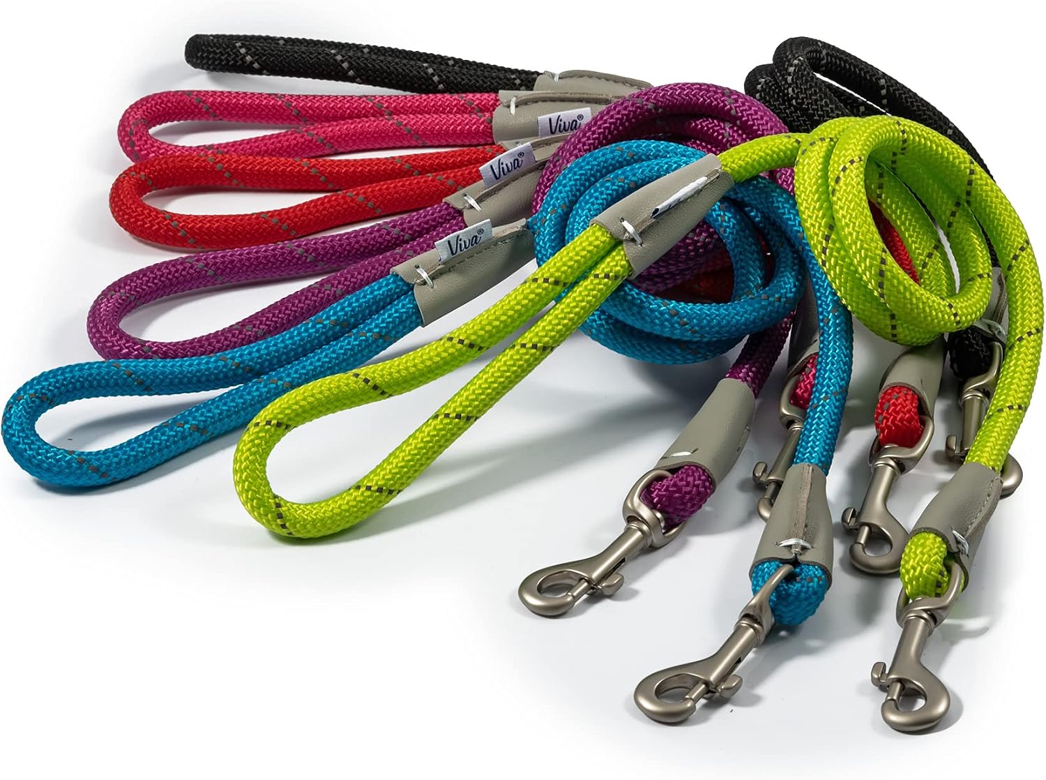Thumbnail 3 de Ancol Viva Reflective Rope and Leather Snap Dog Lead (Red) – Weatherproof poly-weave with reflective weave