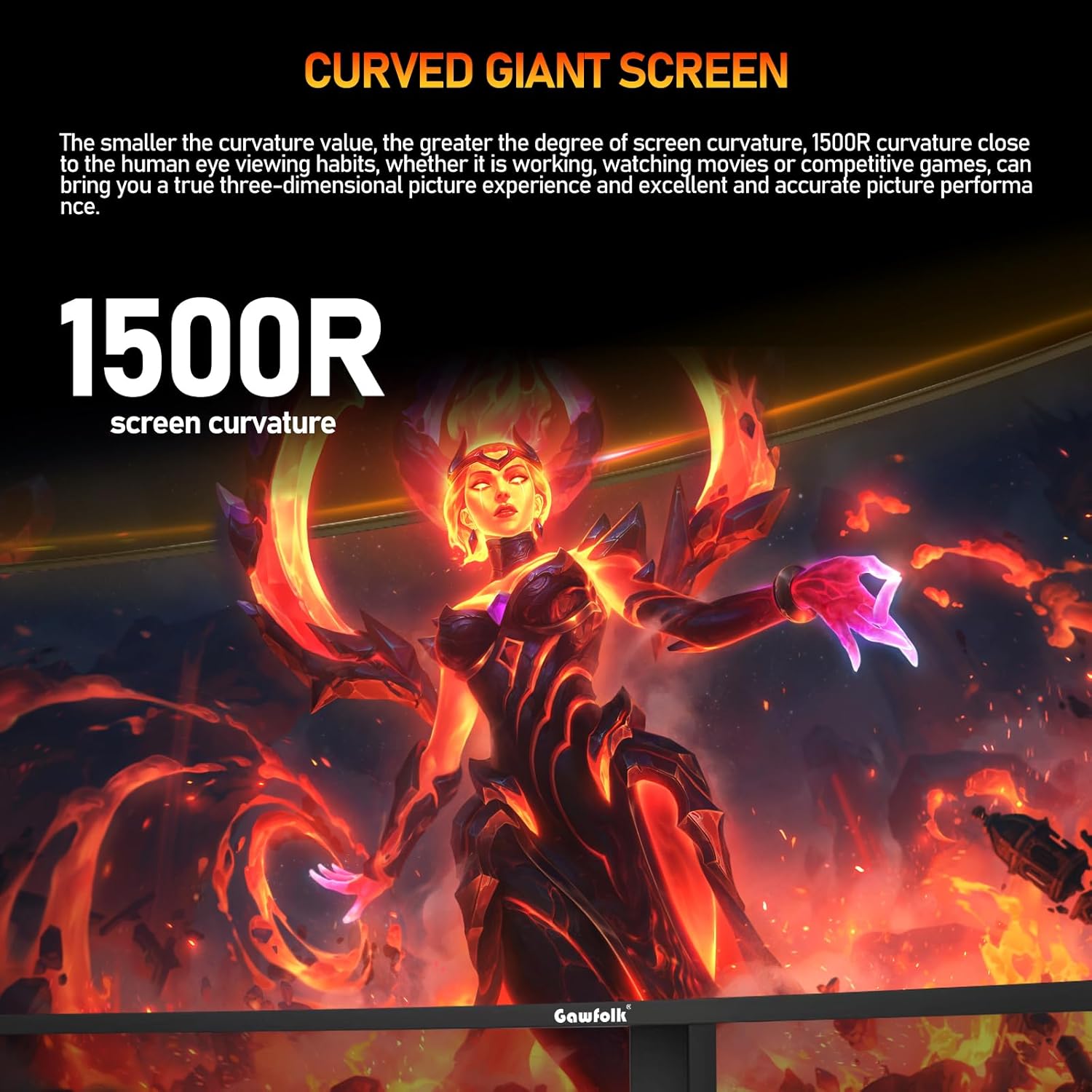 Detalle 2 de Gawfolk 49 inch Ultra-Wide Curved Monitor