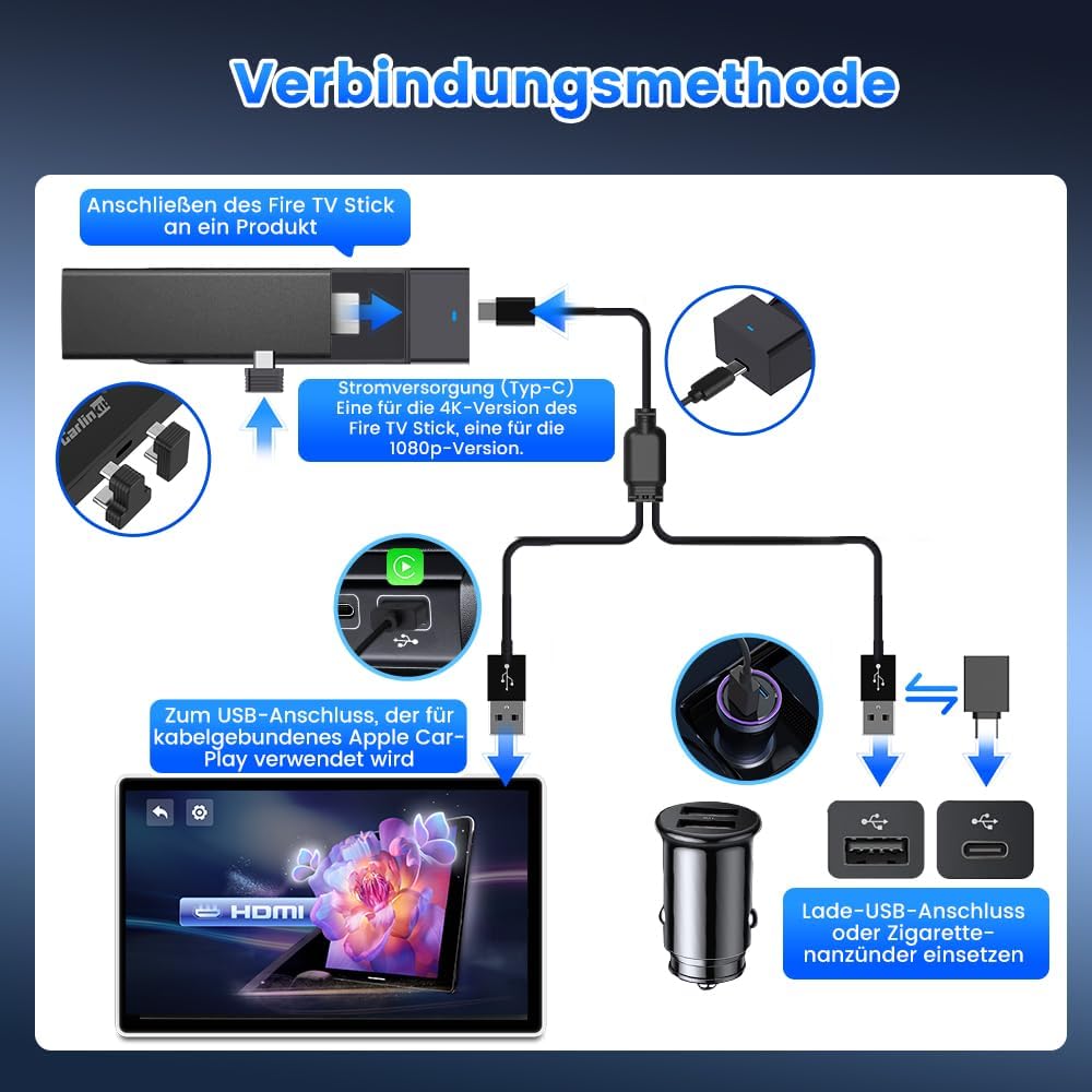 Thumbnail 3 de Carlinkit Fire DriveLink HDMI Adapter für Fire TV Stick – kabelgebundenes CarPlay via HDMI, Plug & Play