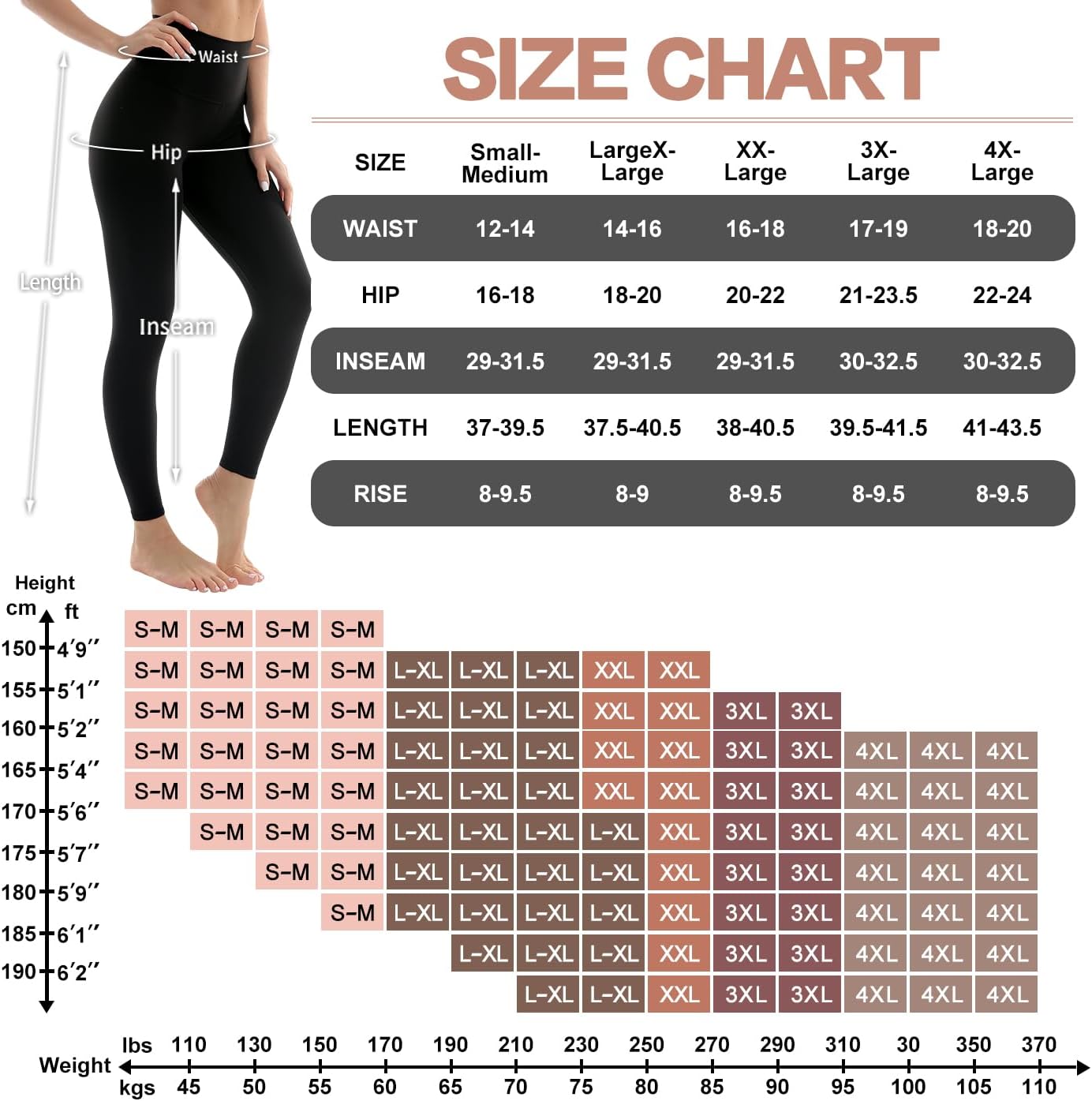 Thumbnail 5 de 4 Pack Leggings Butt Lift High Waisted 4.5"