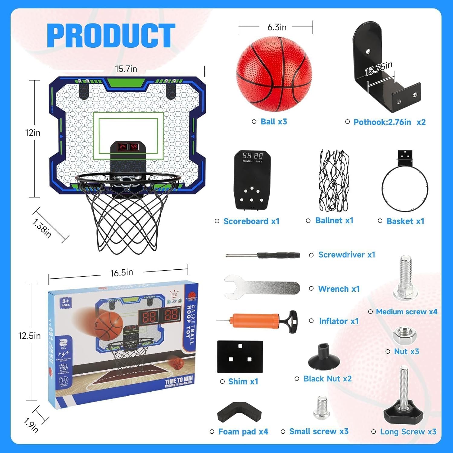 Thumbnail 6 de Over-the-Door Kids Basketball Hoop with Scoreboard