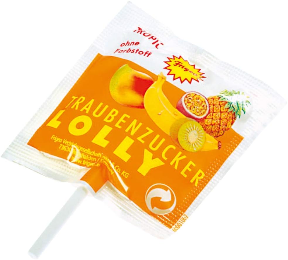 Detalle de Frigeo Grape Sugar Lollies, 100 Pieces, 750 g Bucket, Three Fruit Flavours