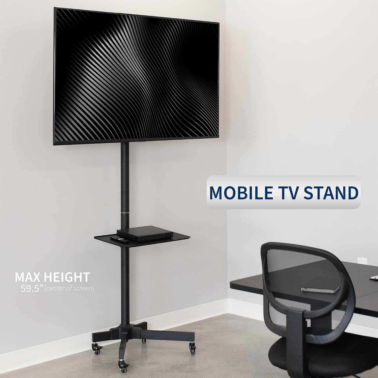 Detalle 2 de VIVO STAND-TV04M Mobile TV Cart for 13–60-Inch Screens, Tilt and Utility Shelf