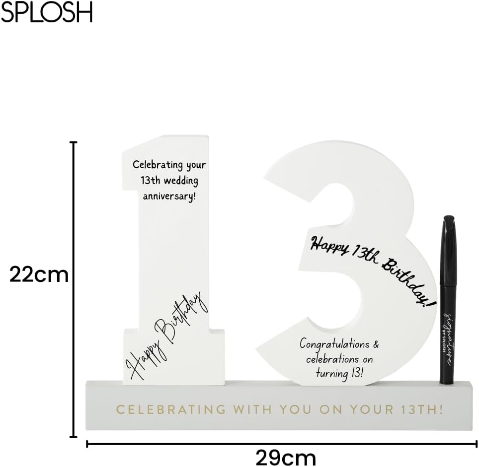 Thumbnail 5 de Splosh 13 Signature Numbers with Stand – personalised 13th birthday decoration with black pen
