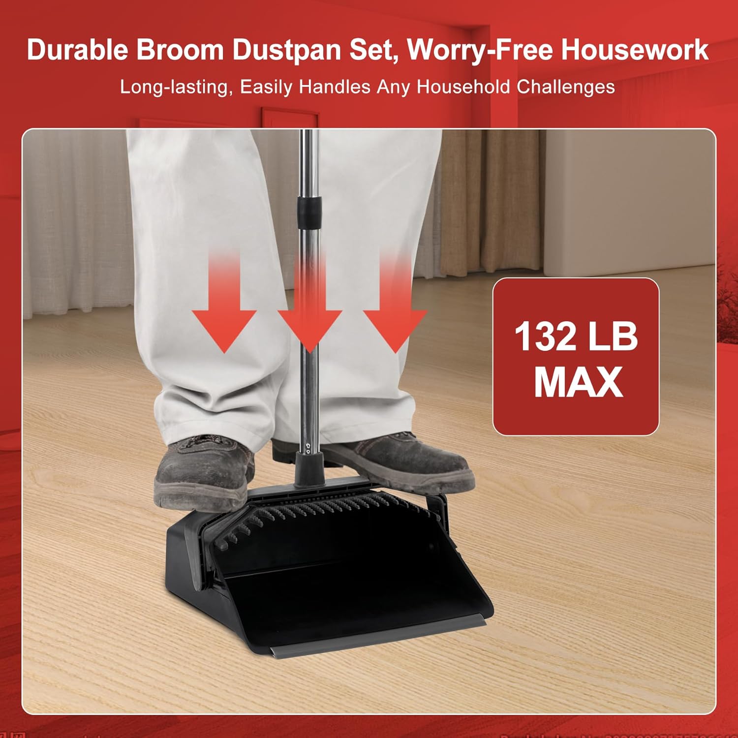 Thumbnail 1 de Tiumso Commercial Broom and Dustpan Set (3-Pack) with 51" Handles — Industrial Grade, Large Sweep for Hall, Lobby, Office, and Garage