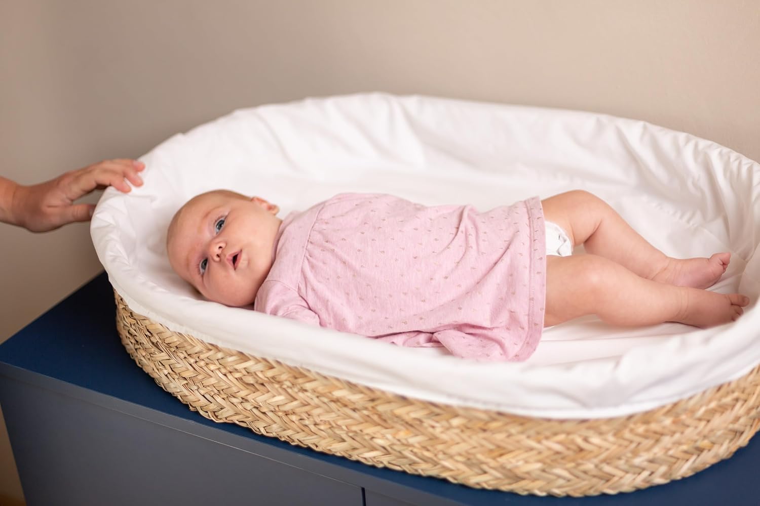 Thumbnail 3 de Panier à langer bébé CHILDHOME en jonc de mer avec matelas et housse 100% coton – boho, certifié OEKO-TEX, de 0 à 12 mois