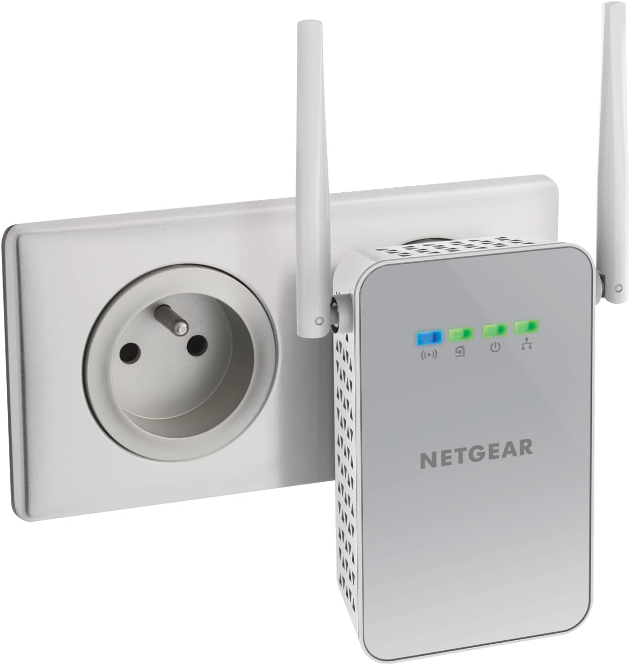 Detalle 2 de Netgear PLW1000-100PES Adattatori Powerline AV1000 + Wireless AC Dual Band, 2 Porte Gigabit (2 pezzi) – Bianco
